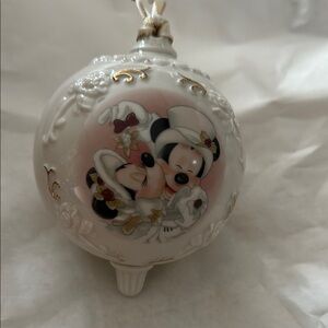 Disney Gold and White Ornament with Mickey and Minnie the Christmas collection